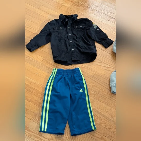 Adidas Blue Shorts and Hilfiger Gray Hoodie Set - Picture 2 of 7